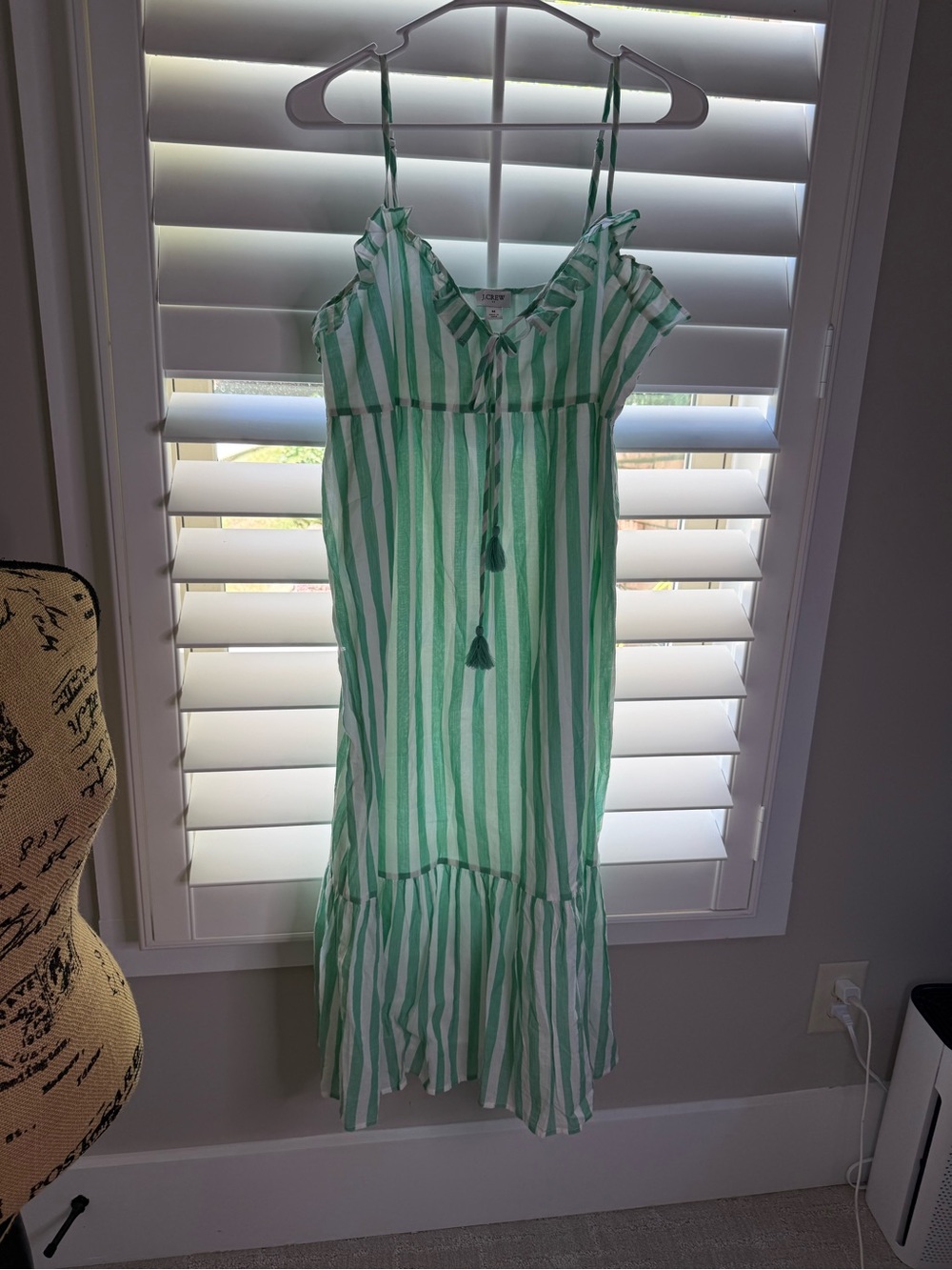 J. Crew Green and White Striped Midi Dress - Picture 4 of 6